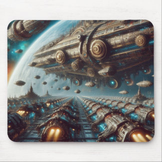 Steampunk Space Fleet Mouse Pad