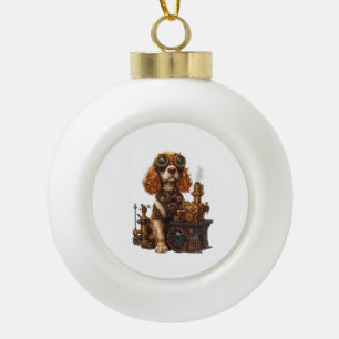 Steampunk Spaniel � Victorian Dog Inventor Ceramic Ball Christmas Ornament