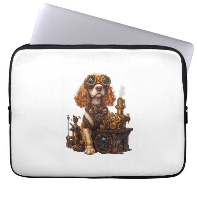 Steampunk Spaniel � Victorian Dog Inventor Laptop Sleeve (Front)