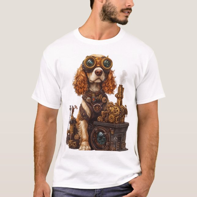 Steampunk Spaniel � Victorian Dog Inventor T-Shirt (Front)