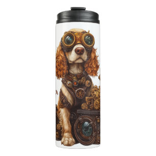 Steampunk Spaniel � Victorian Dog Inventor Thermal Tumbler