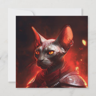 Steampunk Sphinx Cat Warrior Looking Fierce Invitation