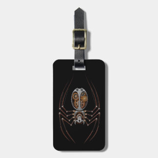 Steampunk Spider, black background Luggage Tag