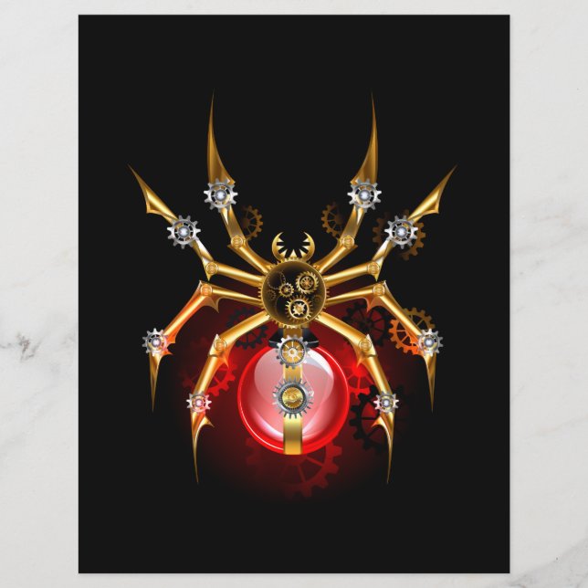 Steampunk spider on black (Front)