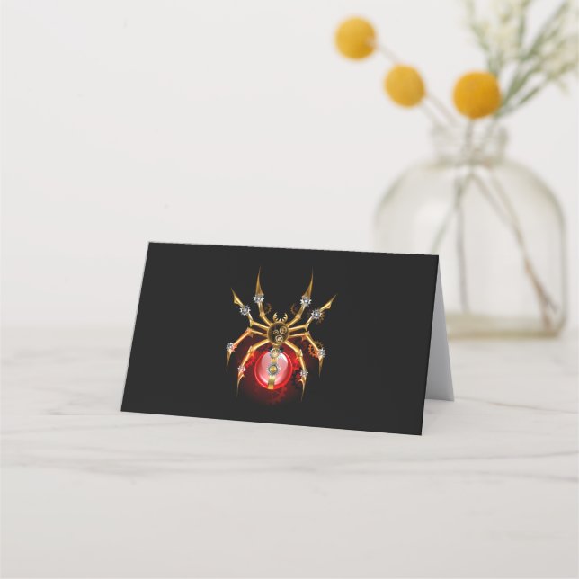 Steampunk spider on black appointment card (Front)