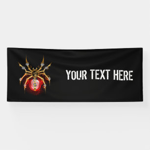 Steampunk spider on black banner