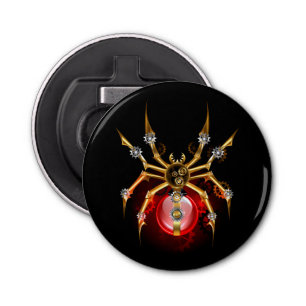 Steampunk spider on black bottle opener