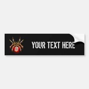 Steampunk spider on black bumper sticker
