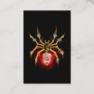 Steampunk spider on black business card