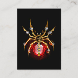 Steampunk spider on black business card