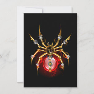 Steampunk spider on black card