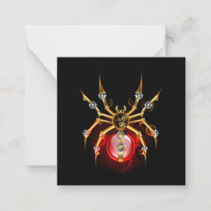 Steampunk spider on black card