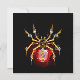 Steampunk spider on black card