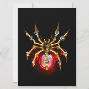 Steampunk spider on black card