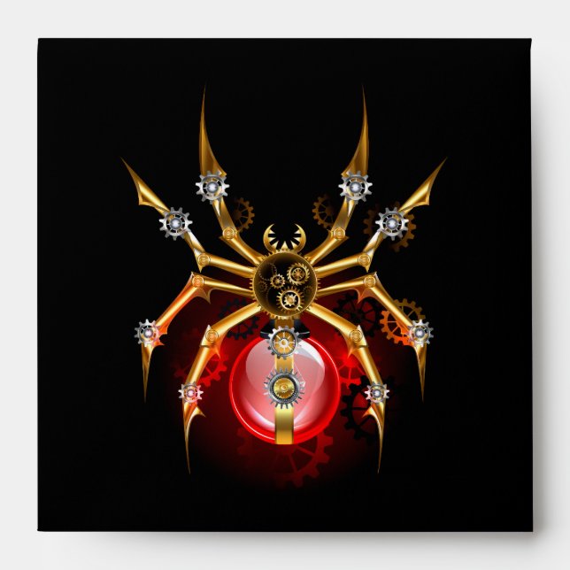 Steampunk spider on black envelope (Front)