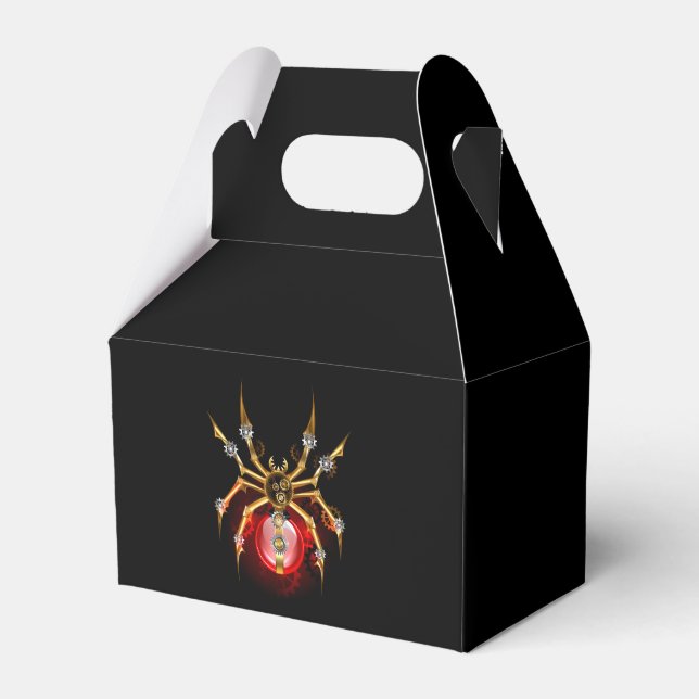 Steampunk spider on black favour box (Front Side)