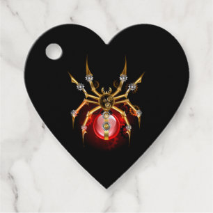 Steampunk spider on black favour tags