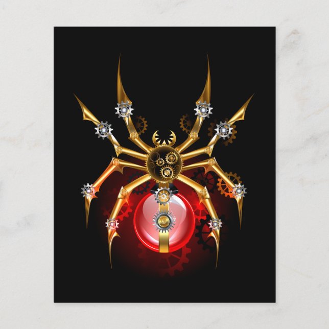 Steampunk spider on black flyer (Front)