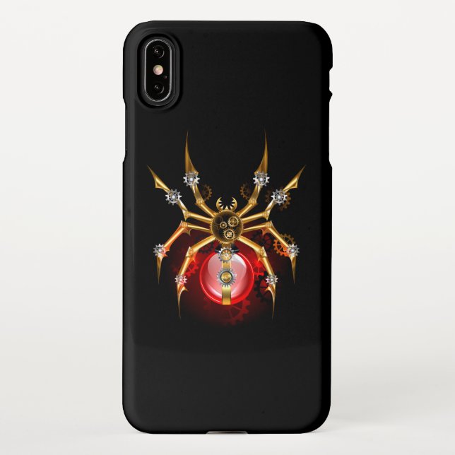 Steampunk spider on black iPhone case (Back)