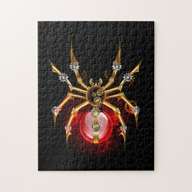 Steampunk spider on black jigsaw puzzle (Vertical)