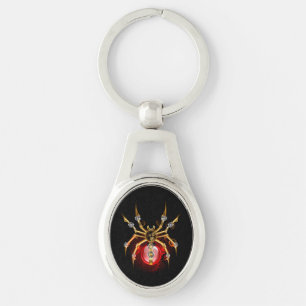 Steampunk spider on black key ring