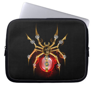 Steampunk spider on black laptop sleeve