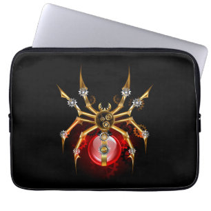 Steampunk spider on black laptop sleeve