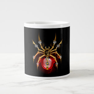 Steampunk spider on black large coffee mug