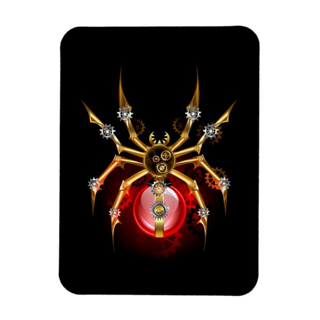 Steampunk spider on black magnet (Vertical)