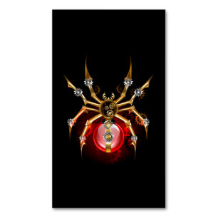 Steampunk spider on black Magnetic business card