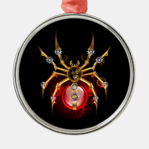 Steampunk spider on black metal ornament