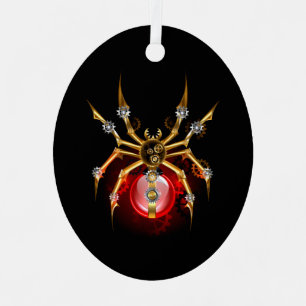 Steampunk spider on black metal tree decoration