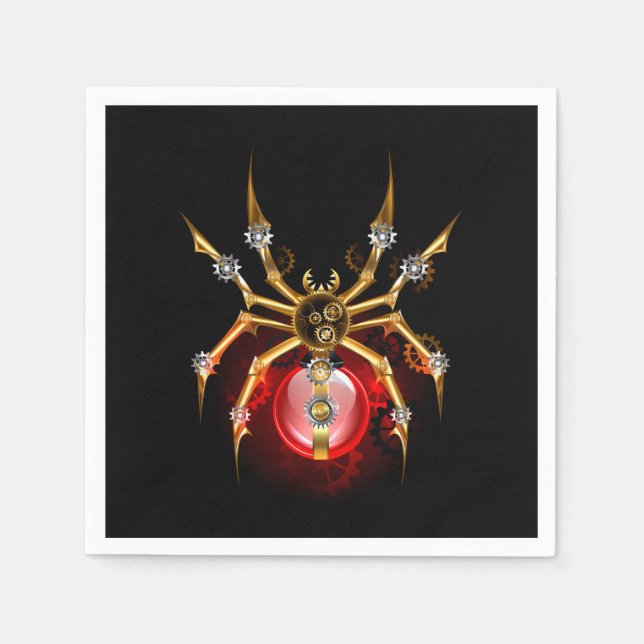 Steampunk spider on black napkin (Front)