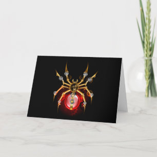 Steampunk spider on black note card