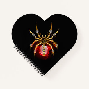 Steampunk spider on black notebook