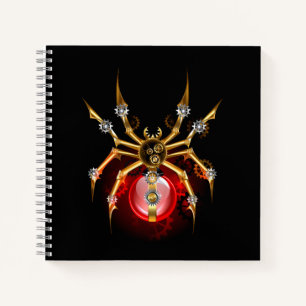 Steampunk spider on black notebook