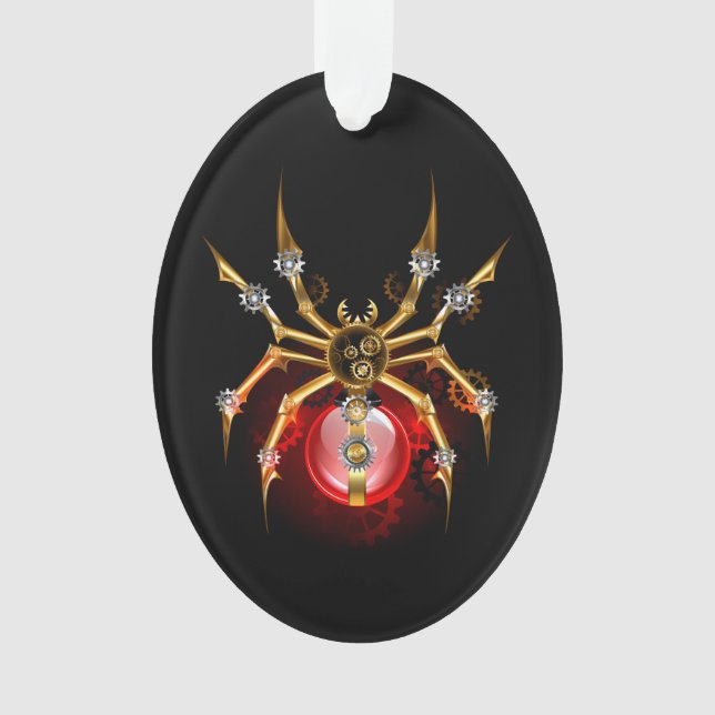 Steampunk spider on black ornament (Front)