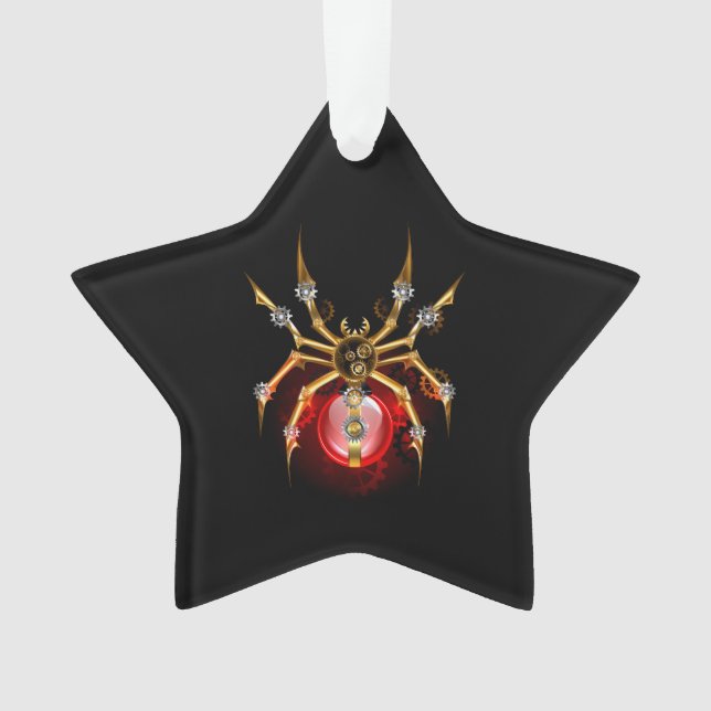 Steampunk spider on black ornament (Front)