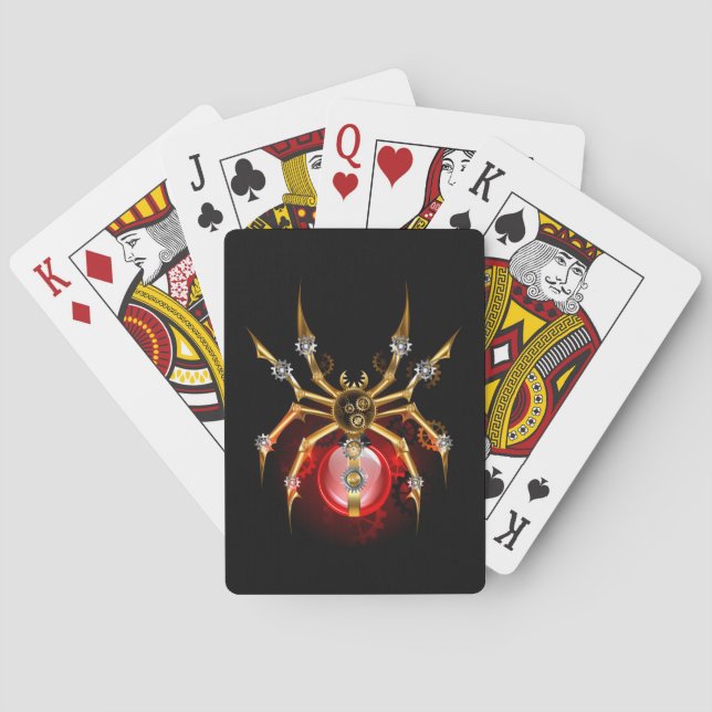 Steampunk spider on black playing cards (Back)