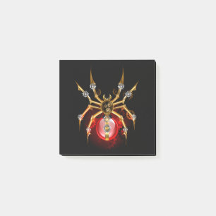 Steampunk spider on black post-it notes