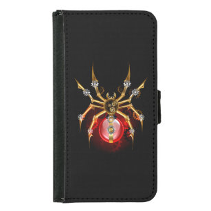 Steampunk spider on black samsung galaxy s5 wallet case