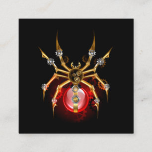 Steampunk spider on black square business card