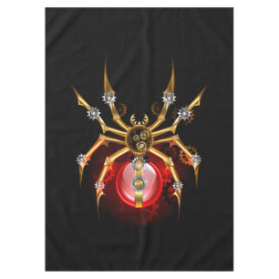 Steampunk spider on black tablecloth