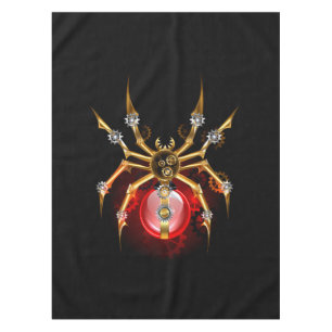 Steampunk spider on black tablecloth