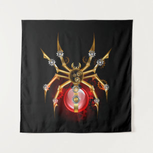 Steampunk spider on black tapestry
