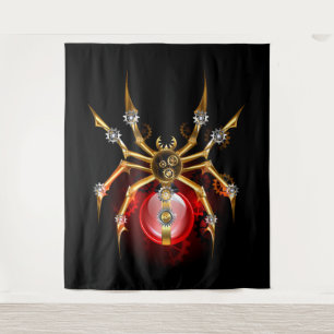 Steampunk spider on black tapestry