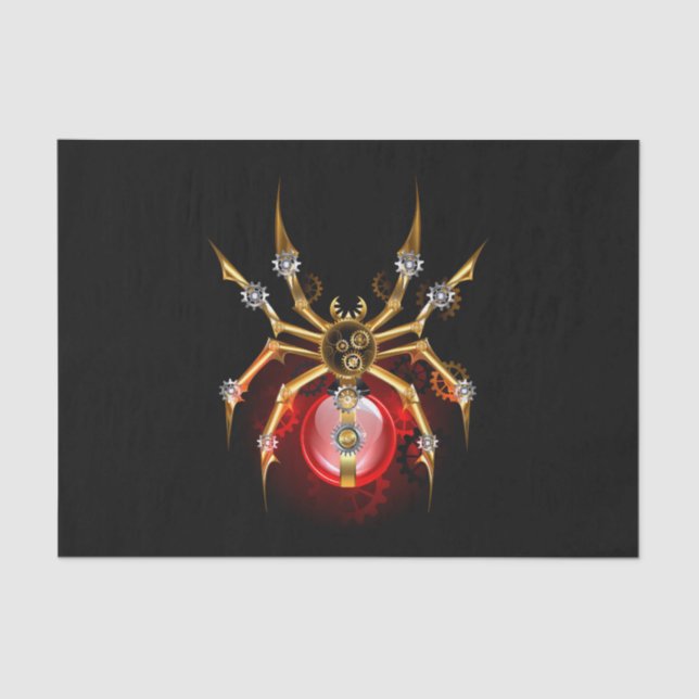 Steampunk spider on black tissue paper (Front)