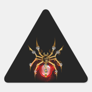 Steampunk spider on black triangle sticker
