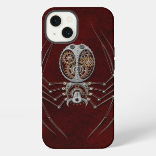 Steampunk Spider on Deep Red iPhone 13 Case