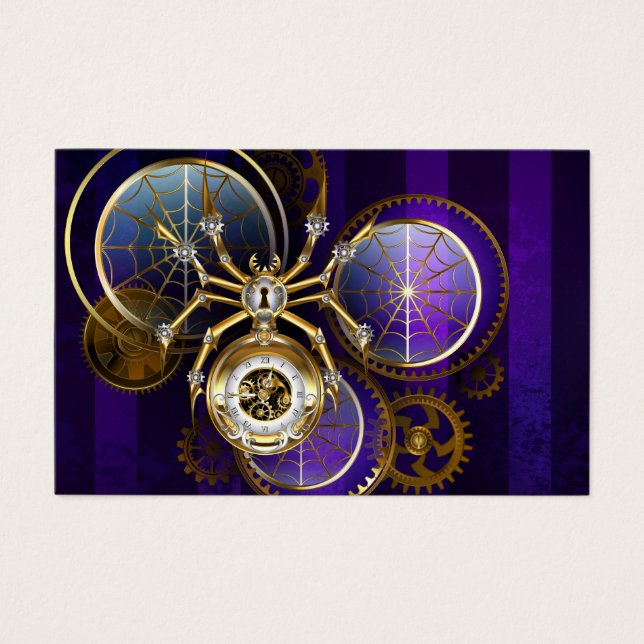 Steampunk Spider on Purple Background (Front)